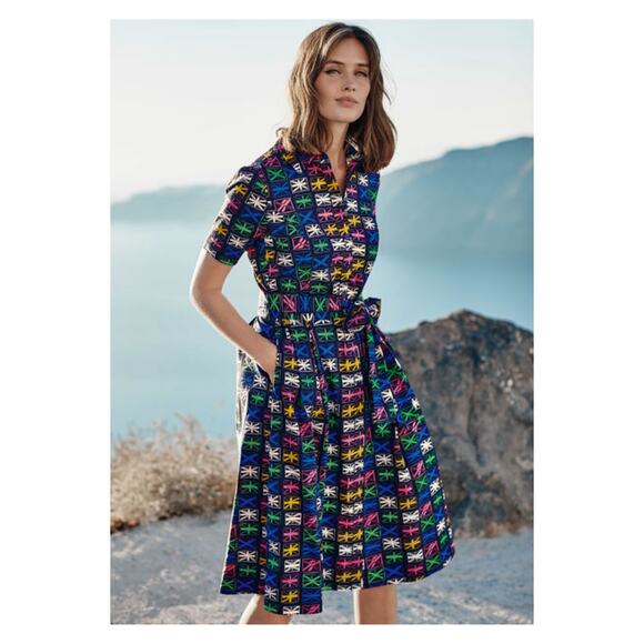 Boden Multi Color Union Jack Anastasia Shirt Dress Sz.10R - Picture 1 of 16